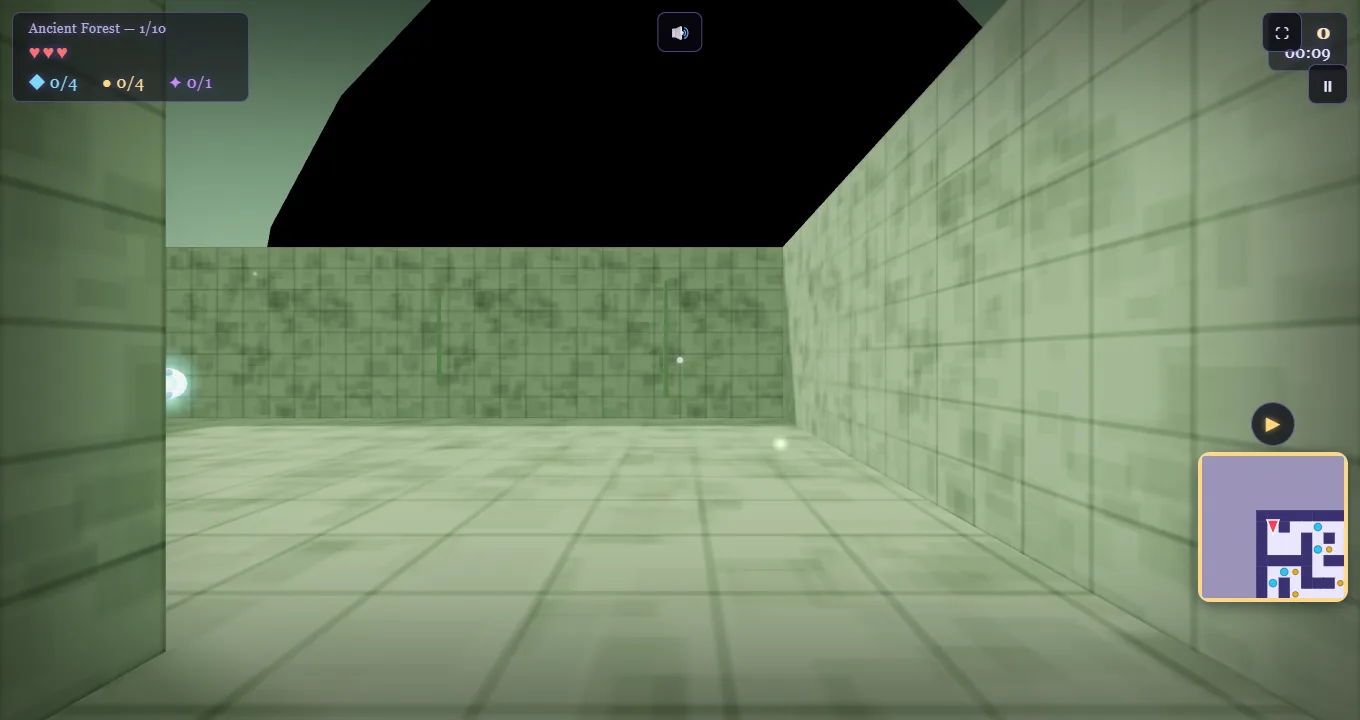 First-person forest maze in Crystal Maze 3D